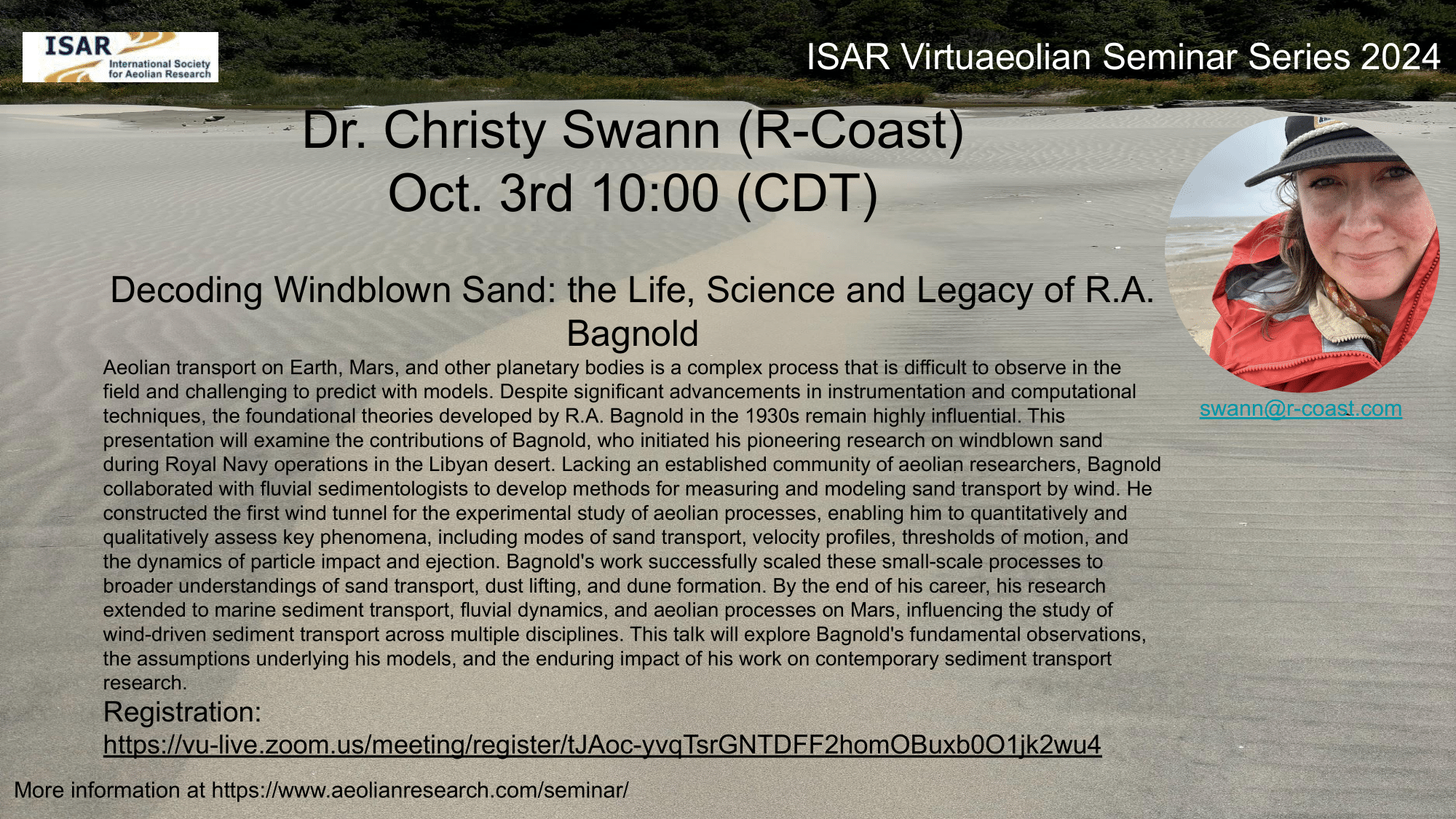 Christy Swann – Decoding Windblown Sand: the Life, Science and Legacy of R.A. Bagnold