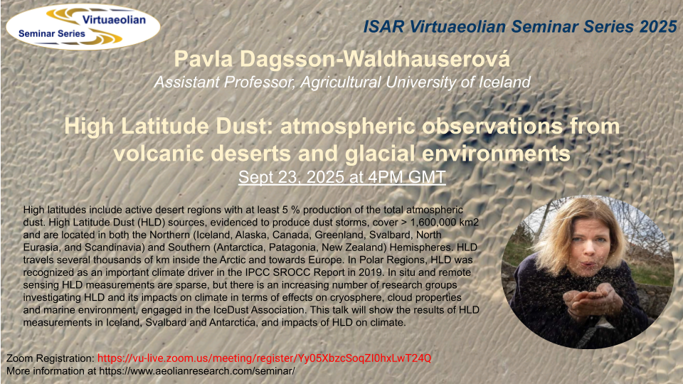 Pavla Dagsson-Waldhauserová – High Latitude Dust: atmospheric observations from volcanic deserts and glacial environments