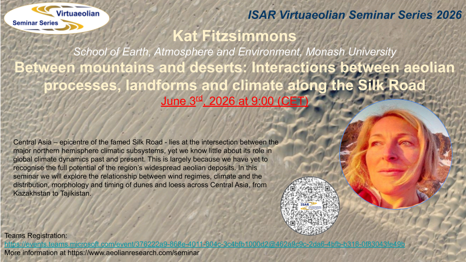 Kat Fitzsimmons – Between mountains and deserts: Interactions between aeolian processes, landforms and climate along the Silk Road